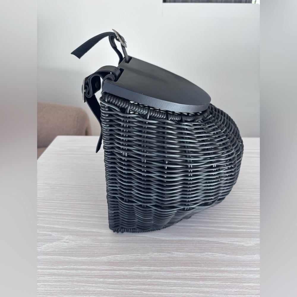 CB2 Black Woven Bike Basket - Picture 5 of 7